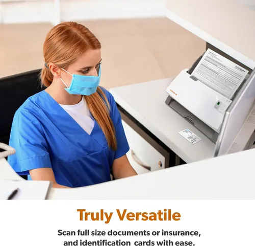 Vista 4 de Ambir Technology ImageScan Pro 340 - Escáner ADF de alta velocidad de 40 ppm para PC con Windows y Mac, color blanco