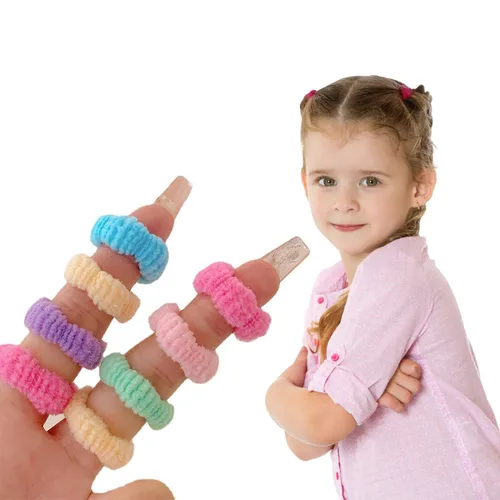 Vista 5 de 200 bandas elásticas para el cabello de flores para niñas, mini bandas para el pelo multicolor, sin costuras, bandas de goma pequeñas, accesorios