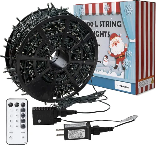 Vista 4 de 1000 luces LED de Navidad de 328 pies, luces de Navidad impermeables para exteriores con 8 modos y temporizador, luz de hadas enchufable para Varios