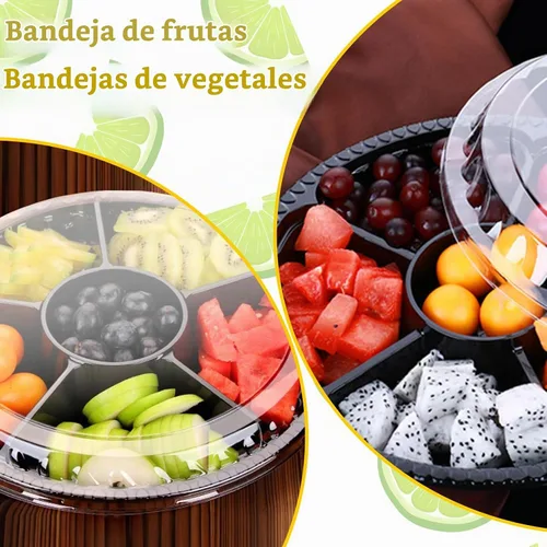 Vista 6 de Paquete de 12 bandejas de plástico para aperitivos con tapa, bandeja desechable transparente dividida para servir, 6 recipientes de almacenamiento