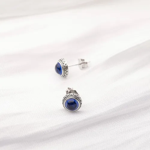 Vista 37 de Aretes de plata de ley con piedra natal de cristal real, joyería para mujer, moda occidental 925, envejecida, bohemia, hecha a mano, el mejor regalo