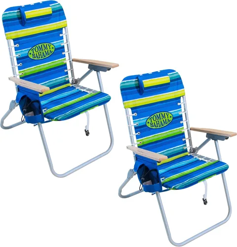 Vista 12 de Tommy Bahama Hi-Boy 17" Seat Height 4-Position Lace-Up Suspension Folding Beach Backpack Chair