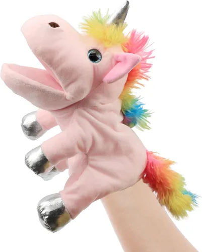 Vista 13 de Hopearl Marioneta de mano de pájaro de peluche con boca abierta y movible para juego imaginativo, juego de rol, juguete interactivo para contar