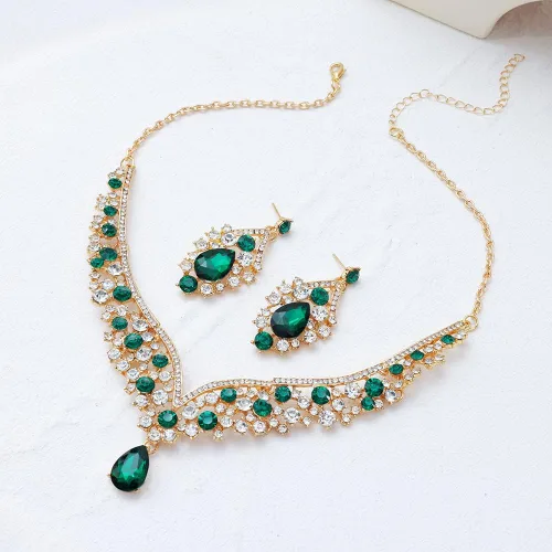 Vista 7 de Kamirola Tiaras y coronas para mujer, collar de aretes de tiaras, juego de joyas de cristal para novia, fiesta de disfraces, Halloween, graduación