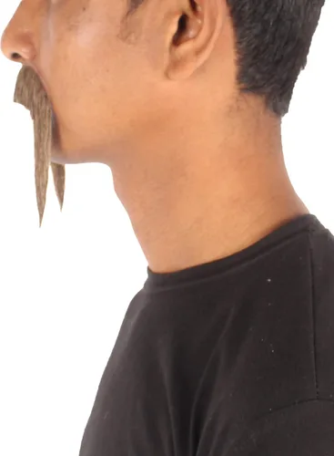 Vista 4 de HPO Hombres Cabello Humano Bigote Cosplay Pelo Facial (Marrón)