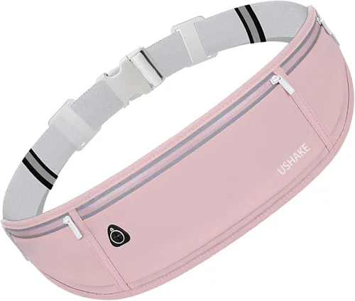 Vista 18 de USHAKE Cinturón delgado para correr, riñonera de entrenamiento para hombres y mujeres, paquete de cintura de ejercicio para soporte de iPhone