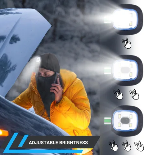 Vista 2 de Pasamontañas con luz LED recargable, resistente al agua, máscara térmica unisex de cara completa para actividades al aire libre, luz manos libres