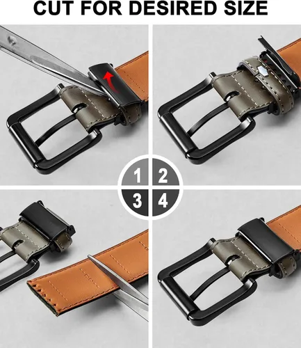 Vista 3 de BULLIANT Men Belt Multi Pack,Adjustable Leather Belt For Men Dress Casual Jeans Golf 1 38",Cut For Fit