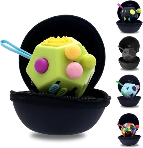 Vista 27 de PILPOC theFube Cubo Fidget con 12 lados - Juguetes prácticos para la ansiedad para niños y adultos - Dados fidget para aliviar el estrés