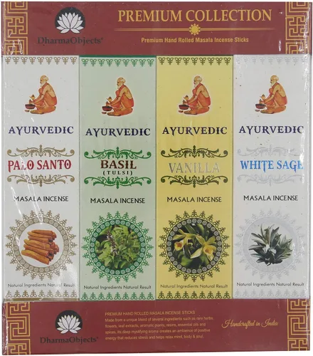 Vista 2 de Varillas de incienso ayurvédico, paquete variado de 12 fragancias de primera calidad, salvia blanca, albahaca, vainilla, naturaleza, fresco, palo