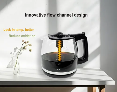 Vista 2 de ALLCUP - Jarra universal de repuesto para cafetera de 12 tazas Cafetera de cristal ajustable compatible con cafeteras Mr Coffee B&D Hamilton Beach