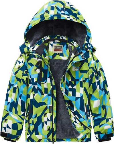 Vista 25 de WULFUL - Chaqueta impermeable de esquí para niño, con capucha, forro polar cálido, abrigo de nieve para el invierno Agua