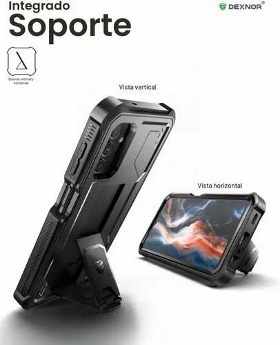 Vista 4 de Dexnor Funda para Samsung Galaxy A13 5G, [Protector de pantalla y soporte integrados] Protección de grado militar pesado a prueba de golpes