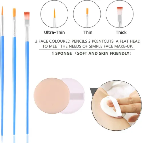 Vista 3 de Kit de plantillas de pintura facial y corporal para niños (paquete de 128 unidades), reutilizables, suaves y fáciles de pegar, plantillas