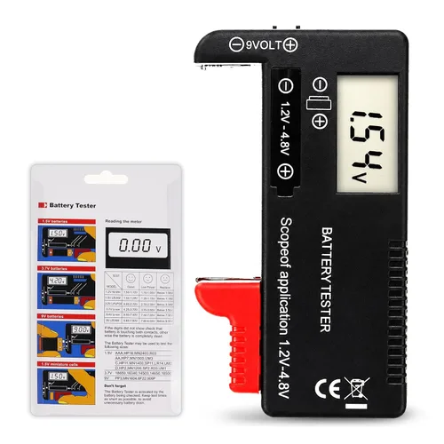 Vista 9 de Comprobador de batería digital, comprobador universal de batería para pilas AA AAA C D 9V 3.7V 1.5V - Portátil con precisión comprobar el nivel