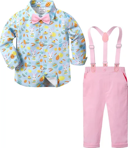 Vista 40 de A&J DESIGN Conjunto de ropa formal para niños pequeños con tirantes y tirantes