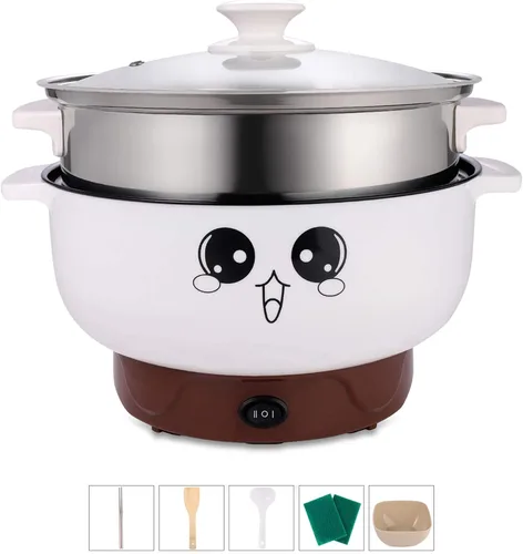 Vista 10 de Olla caliente eléctrica multifuncional de 4 en 1 para saltear, parrilla, wok, olla caliente eléctrica para fideos, cocinar arroz, guiso, sopa