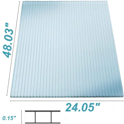 Vista 6 de 14 paneles de policarbonato para invernadero de 2 x 4 pies, láminas de policarbonato de doble pared de 0.157 in de grosor, transparente, resistente