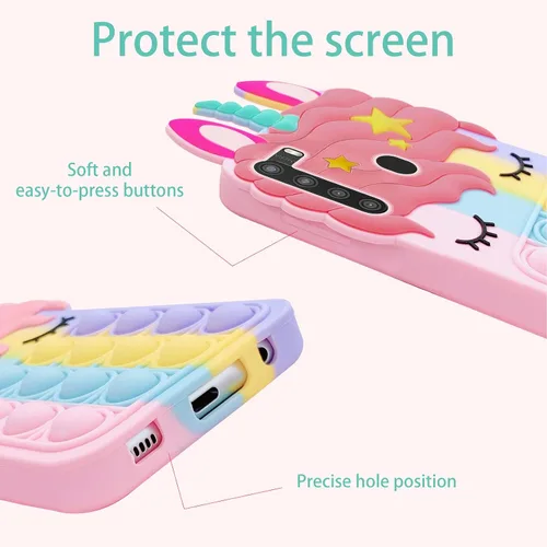Vista 7 de nancheng Funda antiansiedad con burbujas para Samsung Galaxy A21, funda protectora de silicona suave a prueba de golpes, antiarañazos
