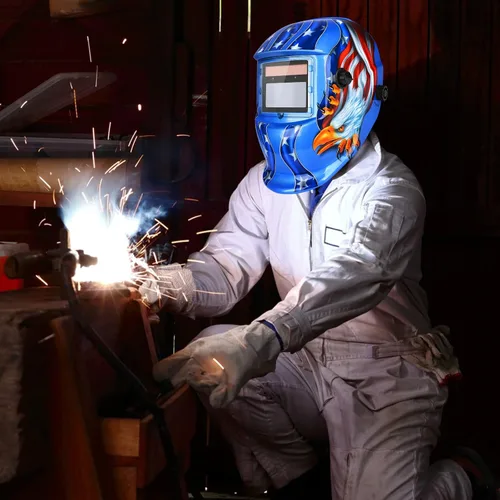 Vista 6 de Casco de Soldadura con Oscurecimiento Automático de Color Verdadero con Rango de Sombra Ajustable 4/9-13 para Máscara de Soldador TIG MIG ARC Azul