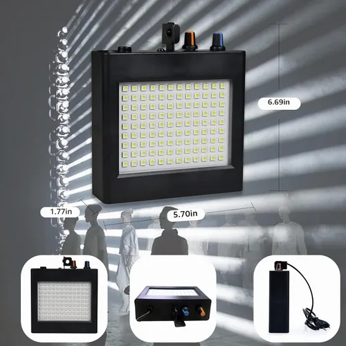 Vista 2 de Mini luz estroboscópica, sUperbrillante RGB/color blanco, luz estroboscópica con 108 mini LED, auto-activada por sonido o modo de flash de control