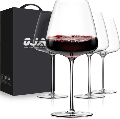 Vista 9 de OJA Juego de 12 copas de vino sin tallo, 15 onzas, copas de vino tinto y blanco de cristal, sin tallo, transparentes, vaso resistente para beber