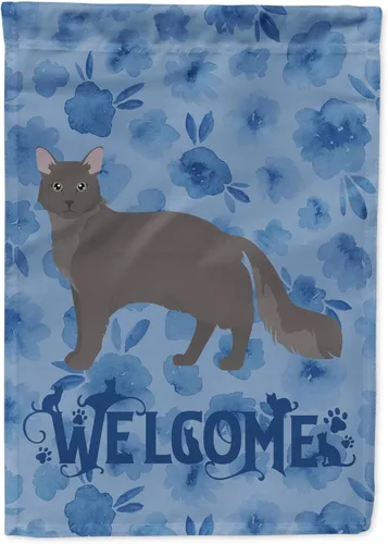 Vista 107 de Caroline's Treasures CK4813CHF - Bandera de bienvenida con gato abisinio azul, manga grande, para porche, para colgar en la pared, poliéster