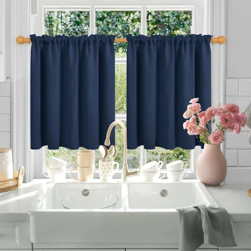 Vista 226 de Deconovo Cortinas opacas, aislamiento térmico, dobladillo para barra, reducción de ruido, certificado Oeko-TEX, cortinas de oscurecimiento