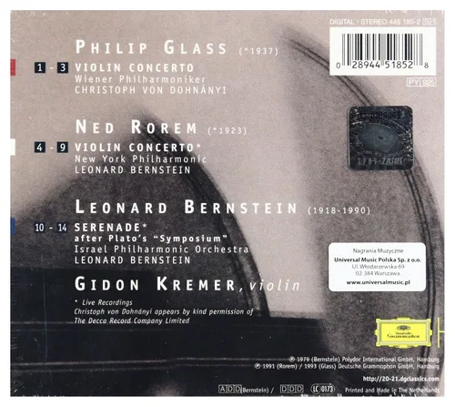 Vista 2 de GlassRorem Violin Concertos Bernstein Serenade