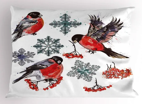 Vista 77 de Ambesonne Juego de 2 fundas de almohada navideñas, diseño de estrellas de Navidad y copos de nieve, letras retro, ropa de cama de microfibra