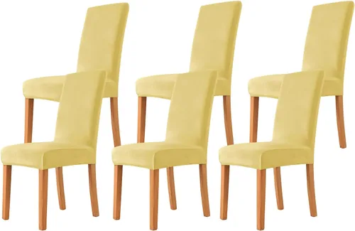 Vista 17 de Velvet Chair Covers Beige Gray, Stretch Dining Room Chair Covers 2 Pack, Super Fit Dining Chairs Slipcovers Spandex Washable Kitchen Parson Chair