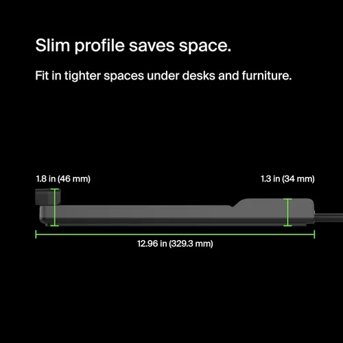 Vista 3 de Belkin - Tira de alimentación con protector contra subidas de tensión con 8 salidas, cable de extensión resistente de 6 pies de largo con enchufe