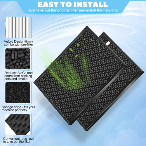 Vista 3 de Paquete de 2 filtros de repuesto mejorados FZ-A80DFU, compatible con purificador de aire Sharp FP-A60UW y FP-A80UW, filtro de carbón activado QCYZTL