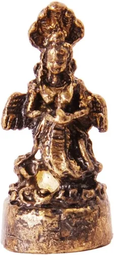 Vista 2 de Purpledip Rara estatua miniatura Nag Kanya en postura sentada; regalo coleccionable único (11416)