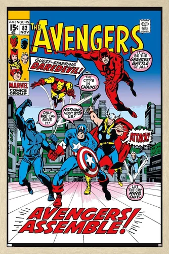 Vista 7 de Trends International Marvel Comics - Póster de pared de Avengers #82, 22.4 pulgadas de largo x 14.7 pulgadas, versión enmarcada en madera de granero