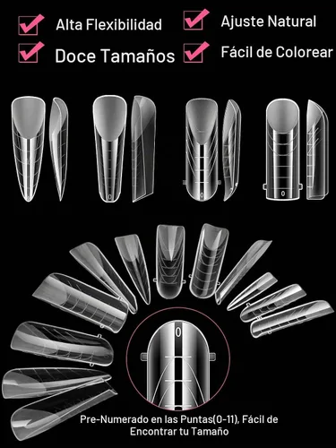 Vista 3 de EBANKU Kit de formas de uñas dobles mate transparente de 96 piezas 4 formas