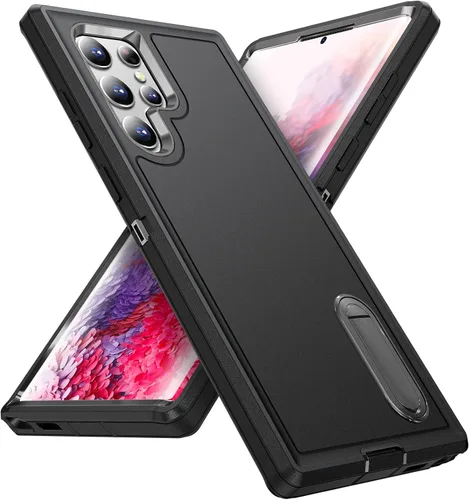Vista 26 de IDweel Funda para Galaxy S22, para Galaxy S22 con soporte, protección resistente a prueba de golpes, antiarañazos, funda dura de estudio para Galaxy