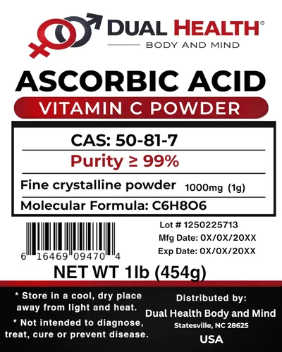 Vista 2 de Ácido ascórbico (1 libra) Polvo puro de vitamina C de alta potencia de grado alimenticio para células e inmunitarios, cristales finos solubles sin