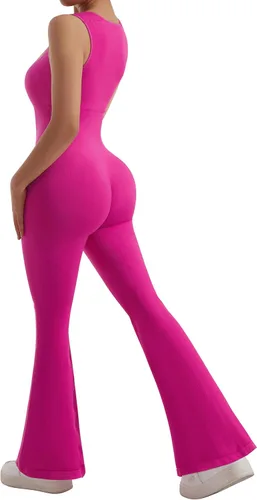 Vista 5 de OMKAGI Mono sin costuras de una pieza para mujer, sin mangas, con cuello cuadrado, bodycon