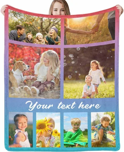 Vista 36 de D-Story Manta personalizada con fotos, manta de fotos personalizada con cualquier texto, manta de forro polar personalizada para cama, sofá