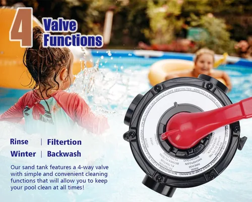 Vista 4 de CIPU Sistema de bomba de filtro de arena de 10 pulgadas, práctica válvula de 4 vías para piscinas sobre el suelo con bomba de piscina de 0.25 HP 115