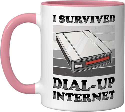 Vista 6 de 90s Nostalgia Retro 90s Dial Up Internet Vintage Ceramic Mug, Black/White, 11oz