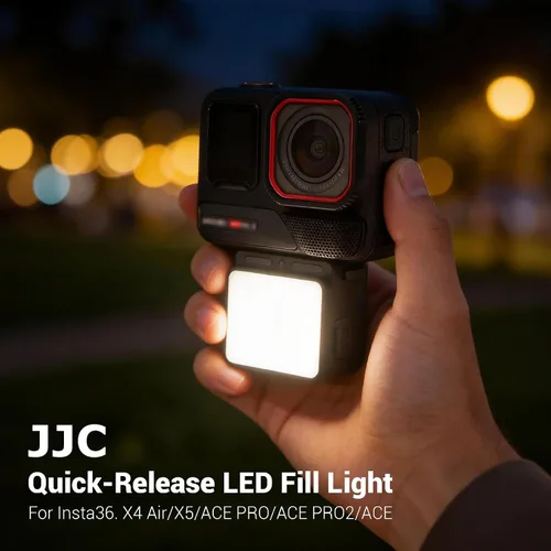 Vista 2 de JJC Luz LED para Insta360 Ace Pro 2 accesorios, accesorio de luz de relleno auxiliar magnética, recargable IPX5 impermeable, mini luz de video