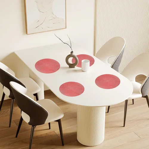 Vista 6 de uxcell Juego de 6 manteles individuales redondos dorados para mesas de comedor, manteles individuales metálicos de polivinilo prensado, manteles