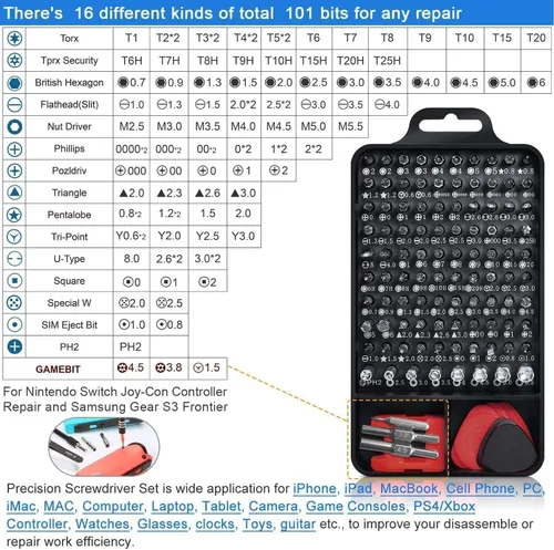 Vista 2 de oGoDeal 155 en 1 juego de destornilladores de precisión, kit profesional de herramientas de reparación electrónica para computadora, gafas, iPhone
