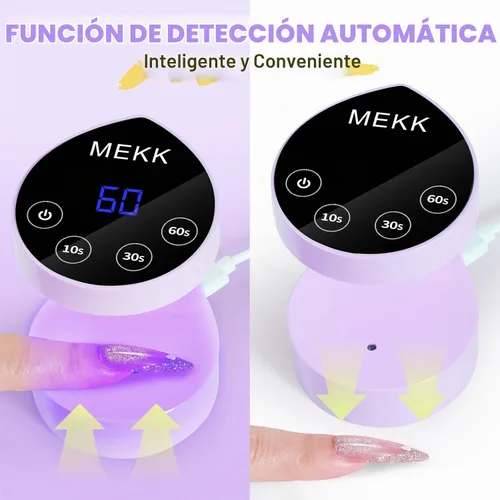 Vista 3 de MEKK Mini lámpara de uñas de curación flash, pequeña luz UV para uñas de Púrpura