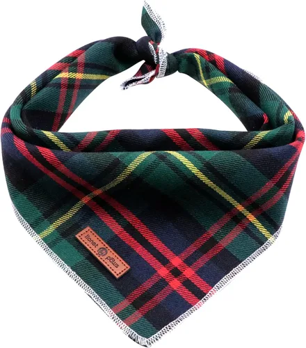 Vista 23 de Lionet Paws Bandana para Perro de Algodón Lavable Pañuelo Bufanda Bandana Triangular para Perros Pequeños Medianos y Grandes Cuadrícula Negra