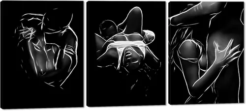 Vista 21 de Novatique 3 piezas de arte de pared sexy en blanco y negro para parejas desnudas, decoración de pared abstracta de amor para mujeres y hombres, arte