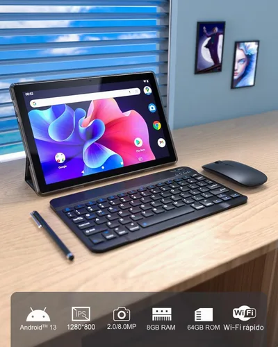 Vista 2 de YQSAVIOR Tablet MTK8768 Octa-CORE 10.1 pulgadas RAM 10 GB (4 GB+6 GB expandir) +64 GB ROM+1 TB PC de computadora expandible con funda/teclado/mouse