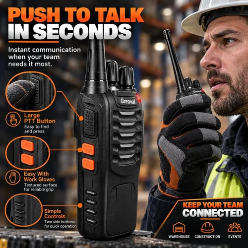 Vista 4 de Walkie Talkies de largo alcance, paquete de 6, recargable de 16 canales
